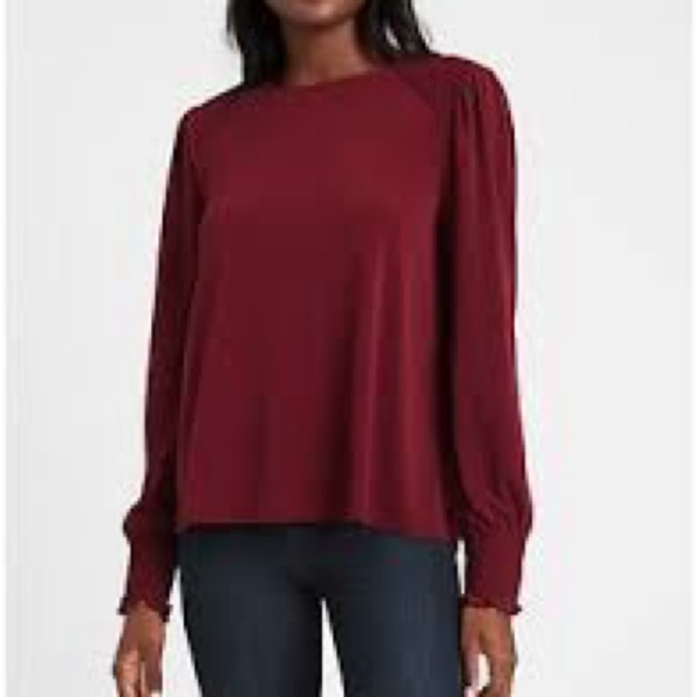 CONTEMPORAINE | Burgundy Layered Blouse Sz L - Picture 1 of 7